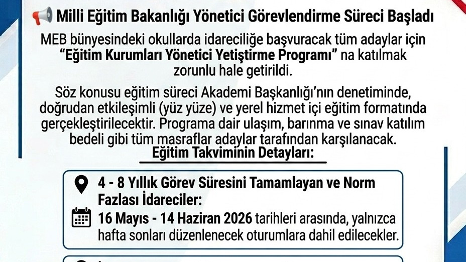 MEB Yönetici Görevlendirme Takvimi Açıklandı